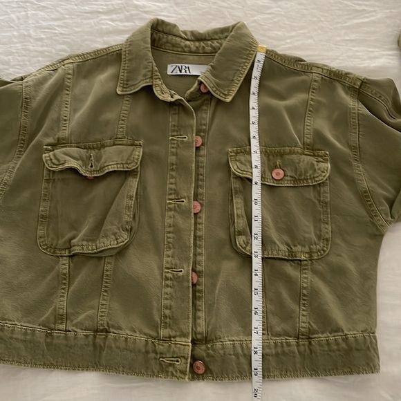 ZARA denim jacket cropped in kiwi color size M oversized - Picture 8 of 8